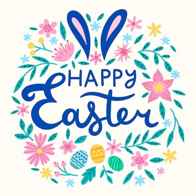 Vector hand-drawn happy easter day message