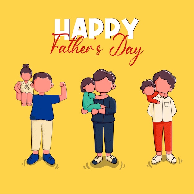 Hand drawn happy father day illustration