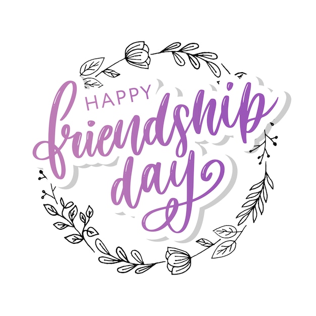 Vector hand drawn happy friendship day felicitation card