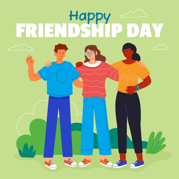 Vector hand drawn happy friendship day illustration