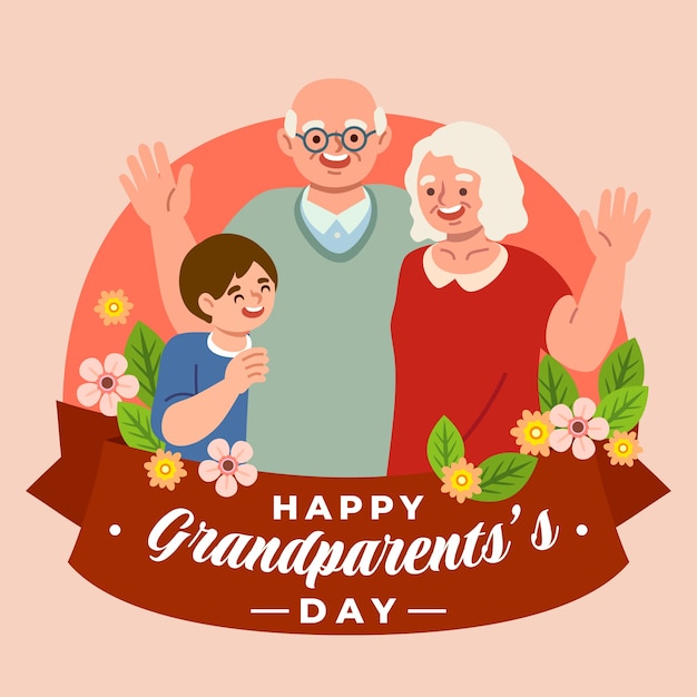 Hand drawn happy grandparents day illustrated