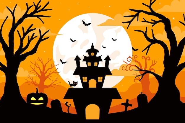 ハローウィンの背景に手で描かれたイラスト