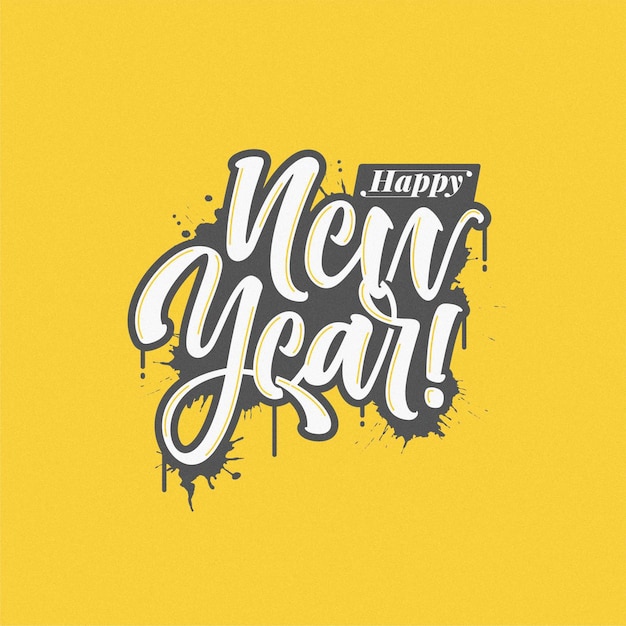 Modello di lettering felice anno nuovo disegnato a mano