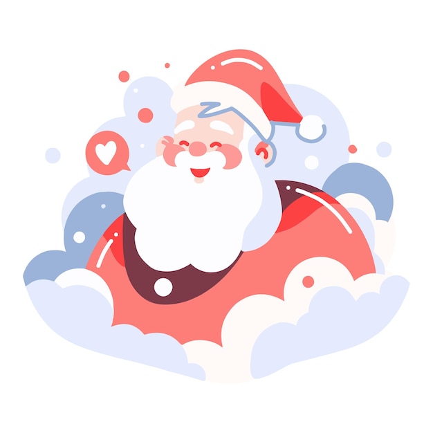 Hand Drawn Happy Santa character in flat style