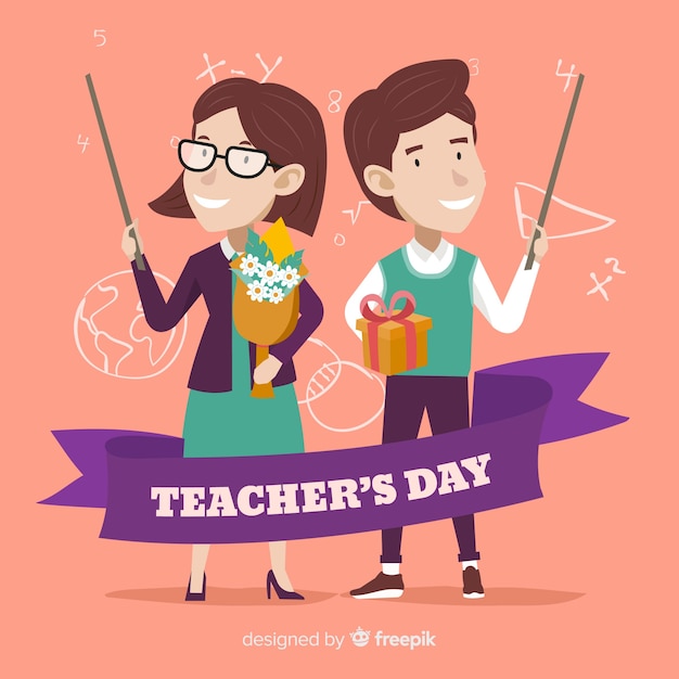 Hand drawn happy teachers on their day