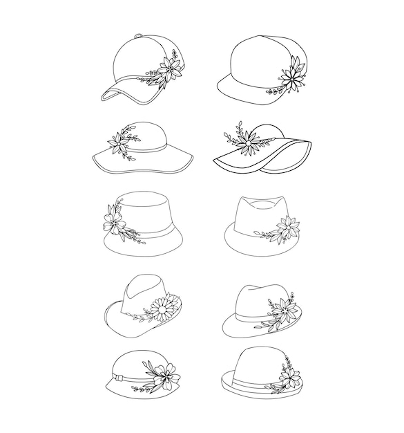 Hand-drawn Hat male and Female Illustrations Collections