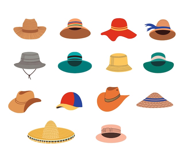 Hand drawn hats collection.