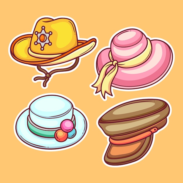 Vector hand drawn hats set