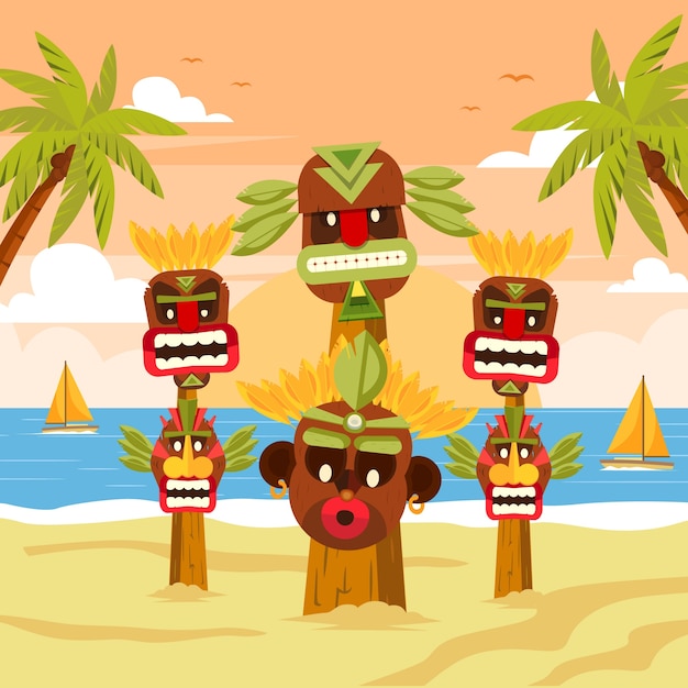 hand drawn hawaii illustration design
