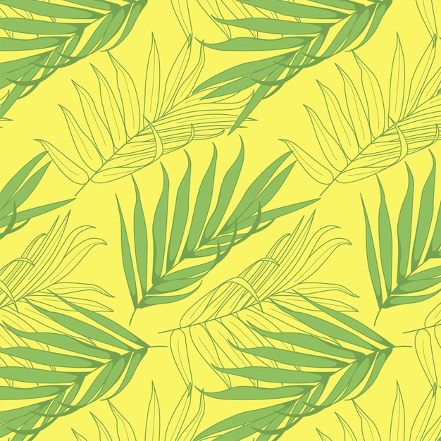 Рука нарисованные гавайские пальмовые листья рубашка бесшовный фон
