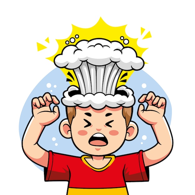 Premium vector hand drawn head exploding cartoon illustration