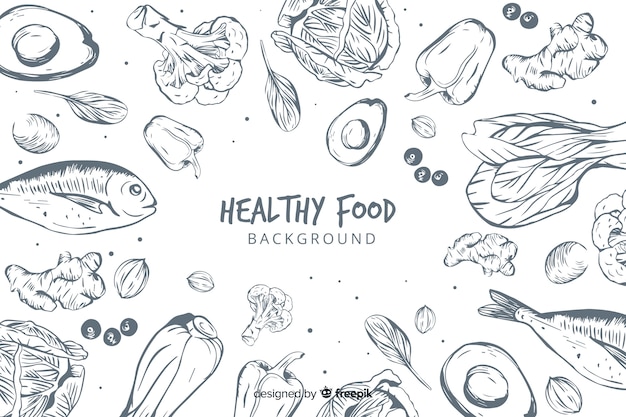 Vector hand drawn healthy food background