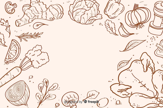 Hand drawn healthy food background