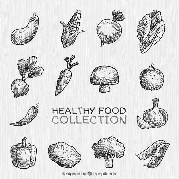 Vector hand-drawn healthy vegetables collection