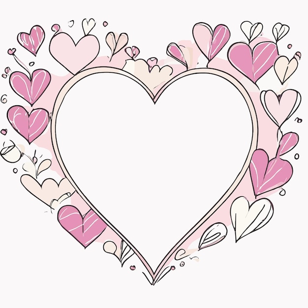 Vector hand drawn heart border and frame