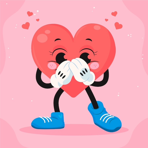 Vector hand drawn heart cartoon character illustration