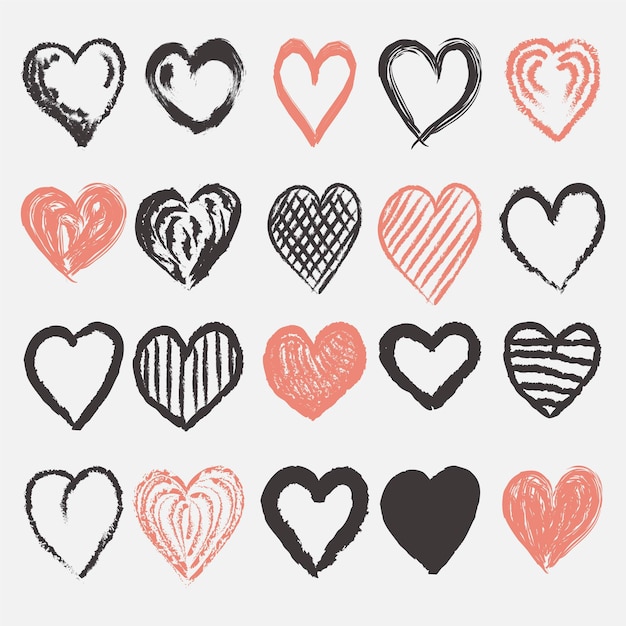 Hand-drawn heart collection design