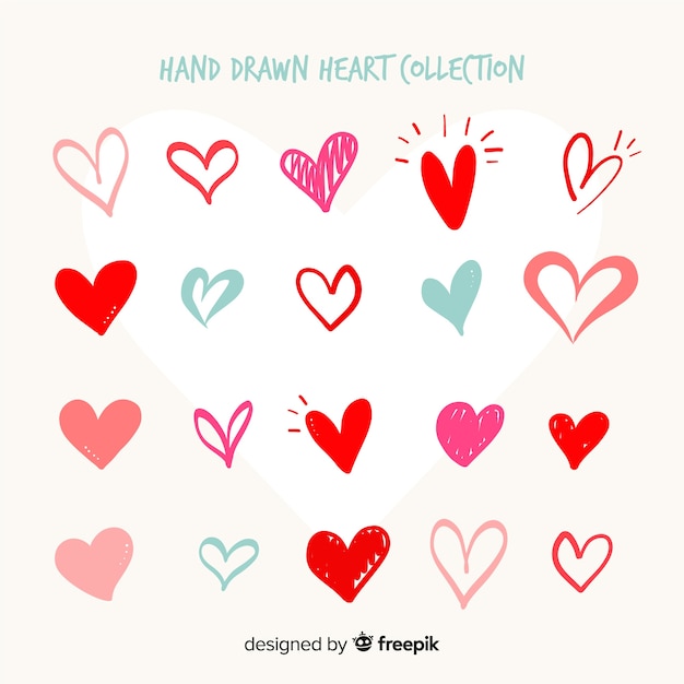 Hand drawn heart collection