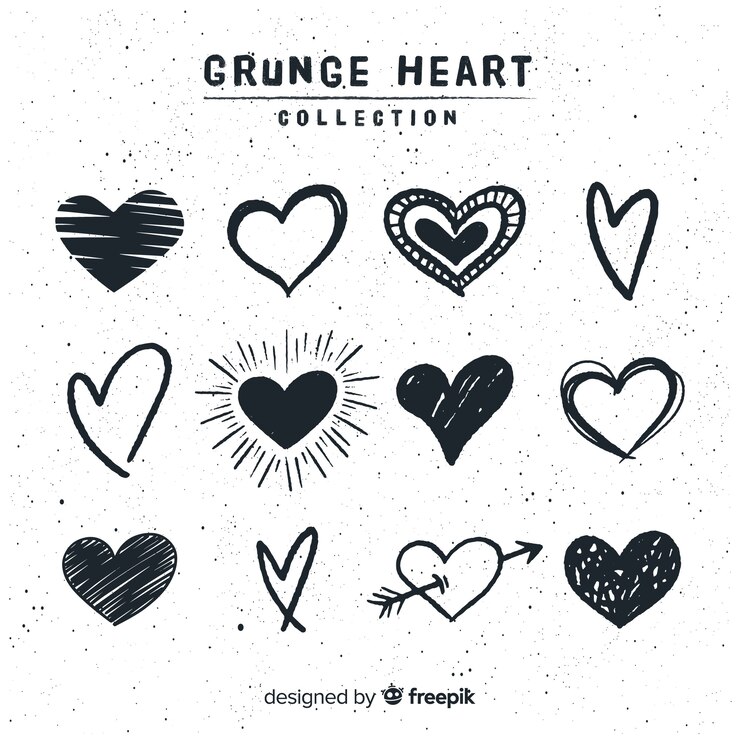Vector hand drawn heart collection