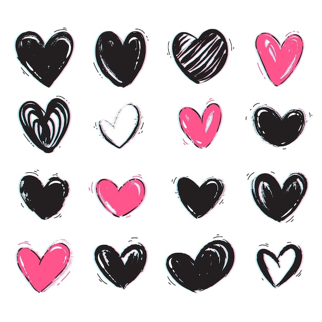 Hand drawn heart collection