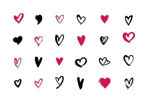 Vector hand drawn heart collection