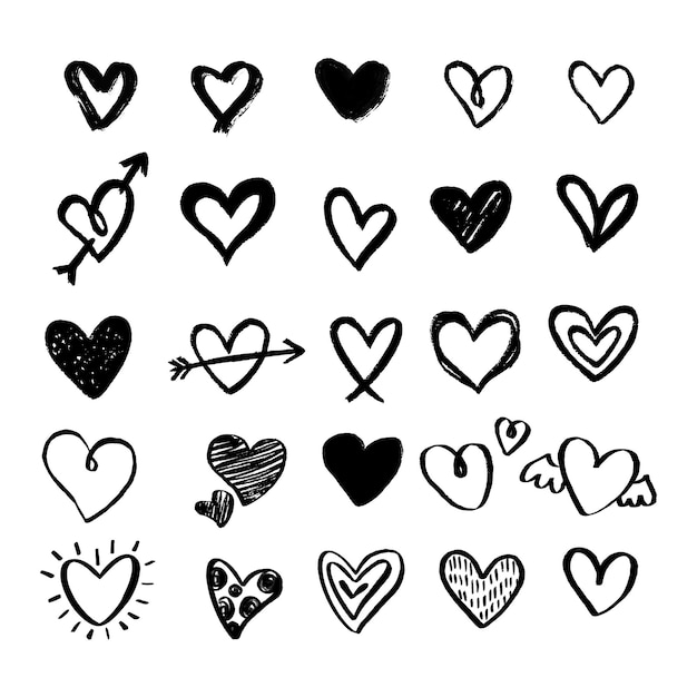 Hand drawn heart collection