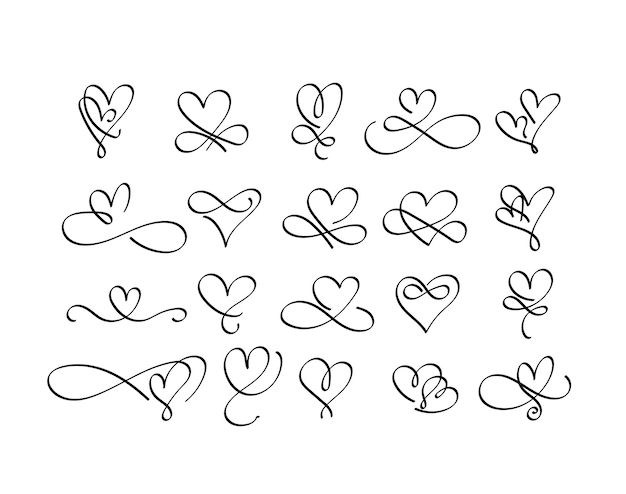 Vector hand drawn heart decorative flourishes