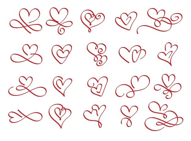 Hand drawn heart decorative flourishes