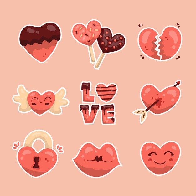 Vector hand drawn heart element romantic set