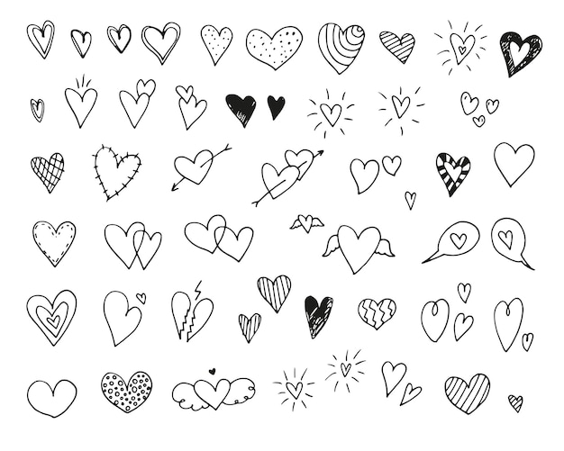 Hand drawn heart icons and illustrations