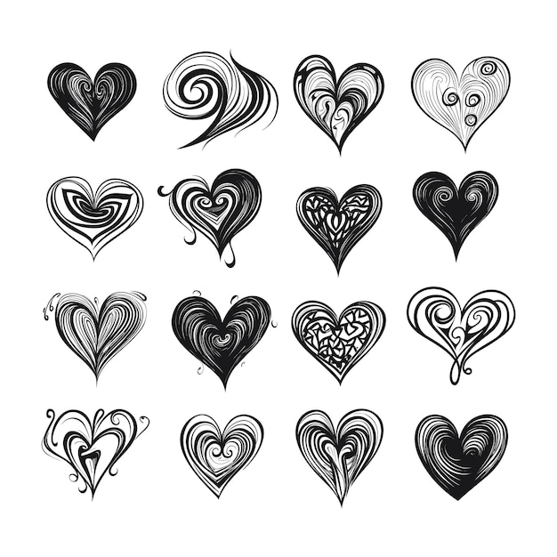 Hand drawn heart illustration collection