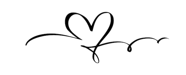 Segno di amore del cuore disegnato a mano illustrazione vettoriale di calligrafia romantica simbolo dell'icona di concepn per tshirt