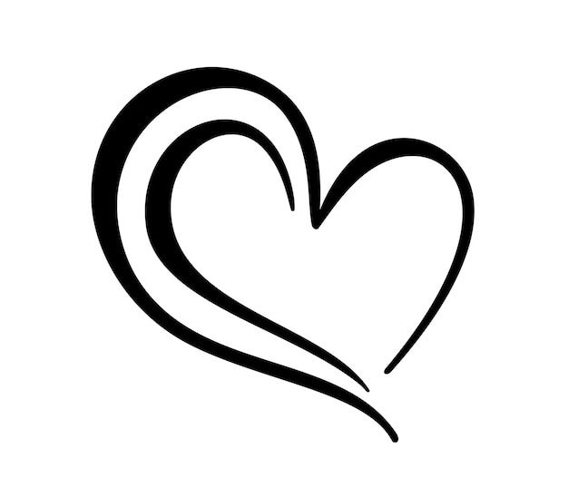 Segno di amore del cuore disegnato a mano simbolo dell'icona dell'illustrazione vettoriale della calligrafia romantica per il biglietto di auguri