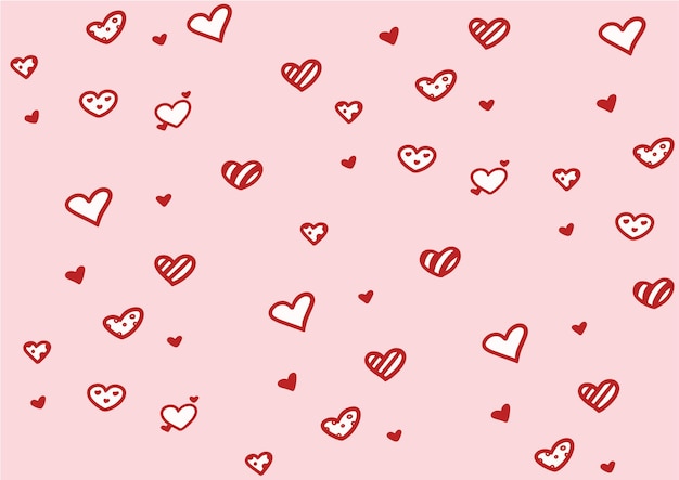Vector hand drawn heart pattern collection