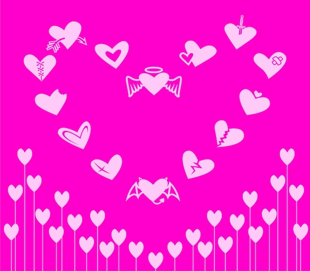 Hand Drawn Heart Pink Background