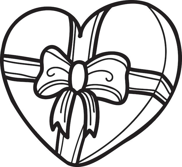 Vector hand drawn heart shape gift box illustration