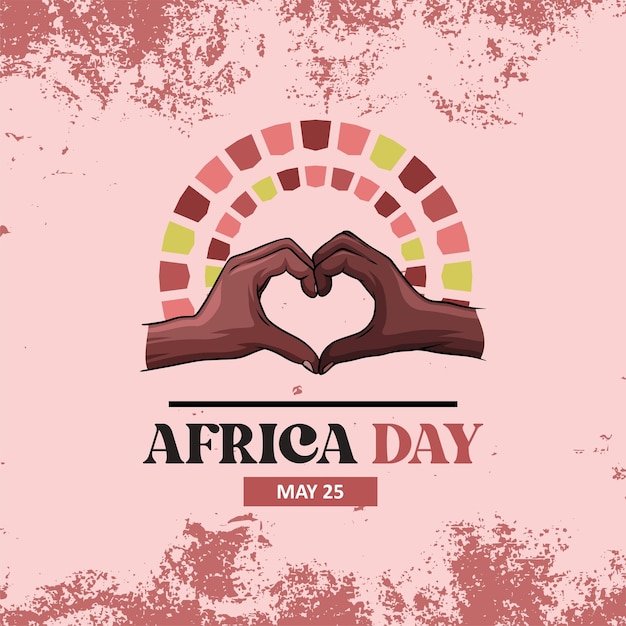 Hand drawn heart shaped hand for africa day