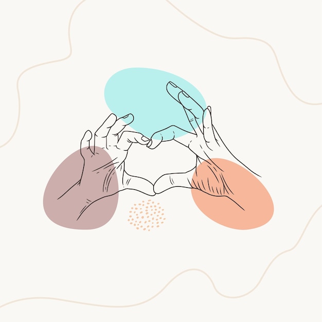 Hand drawn heart shaped using line art style