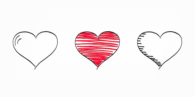 Hand drawn heart shapes illustration