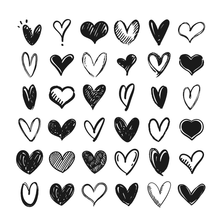 Vector hand drawn hearts collection