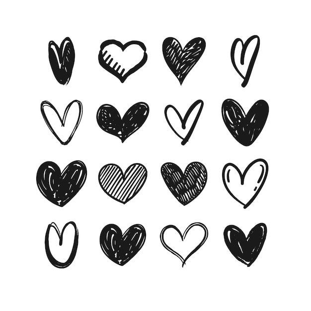 Hand drawn hearts collection