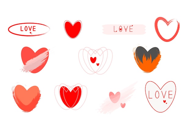 Hand drawn hearts Design elements for Valentine's day