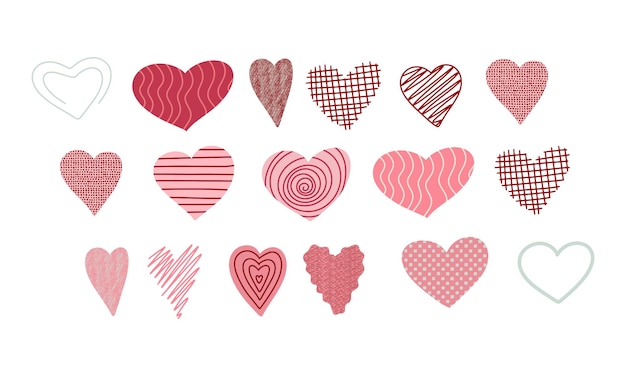 Hand drawn hearts Design elements for Valentines day