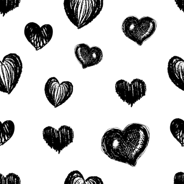 hand drawn hearts and love symbol for valentine day packages and gift wrapping seamless pattern