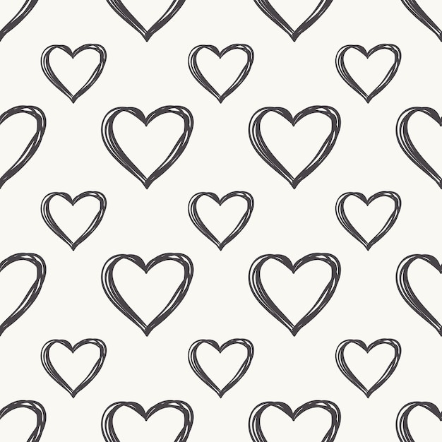 Hand drawn hearts pattern. Valentines day background for holiday template. Creative and luxury style illustration