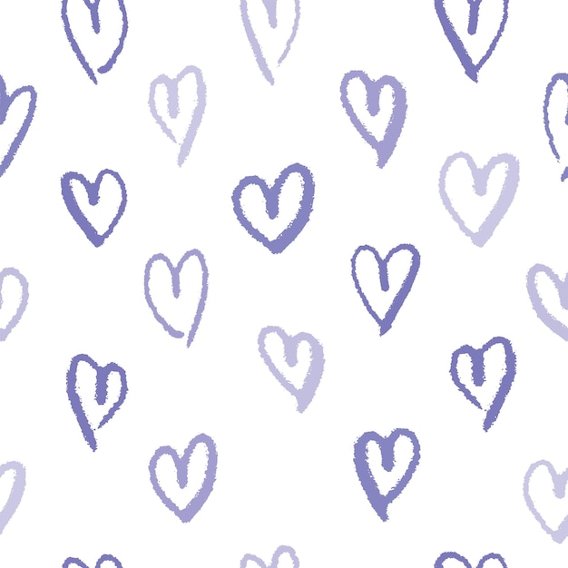 Hand drawn hearts seamless pattern cute cartoon stylized simple shapes gift card wallpaper wrapping