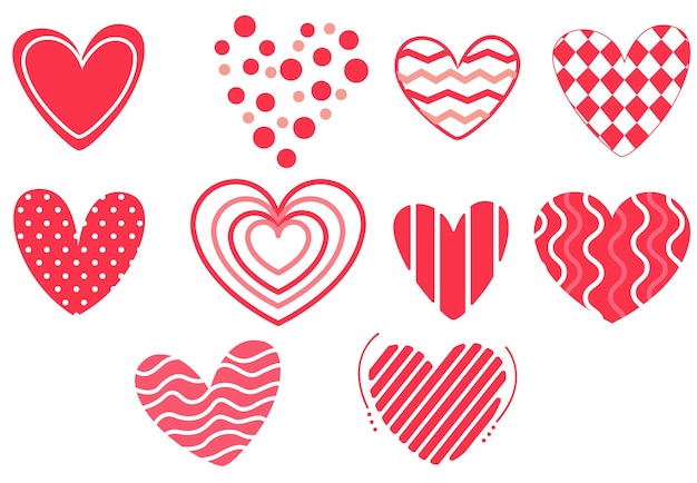 hand drawn hearts valentine vector