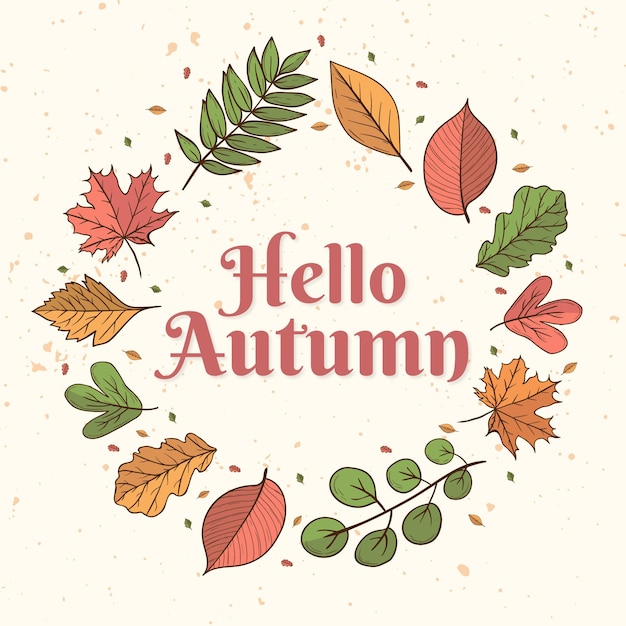 Hand drawn hello autumn lettering Vector