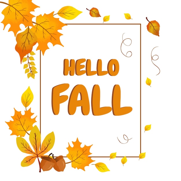 Hand drawn hello fall poster design background illustration