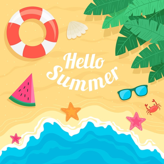 Hand drawn hello summer illustration